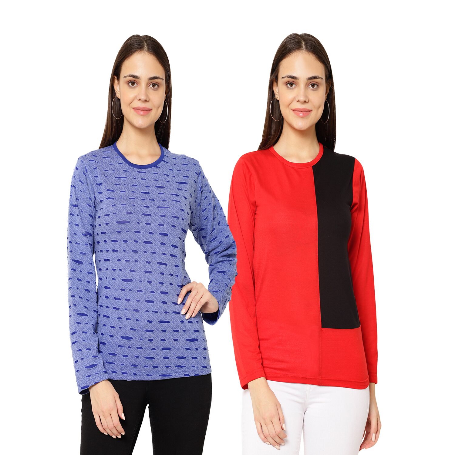 

VIMAL JONNEY Women Multi Regular fit Round neck Cotton T shirt