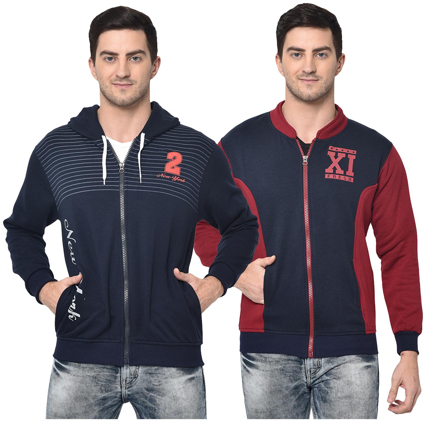 

VIMAL JONNEY Men Blue Maroon Hooded Hoodie
