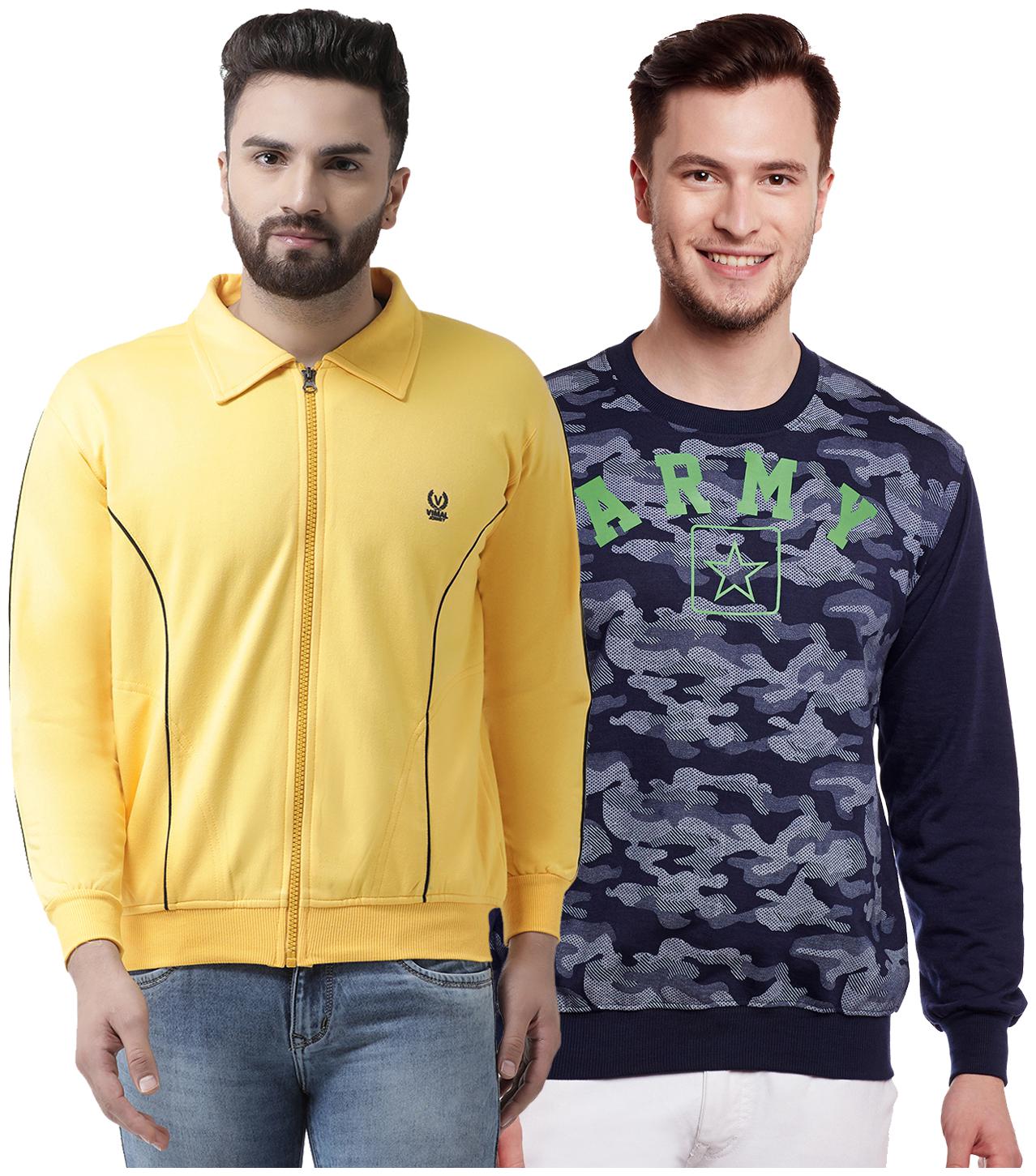 

VIMAL JONNEY Multicolor Cotton Sweatshirts For Men(Pack Of 2)