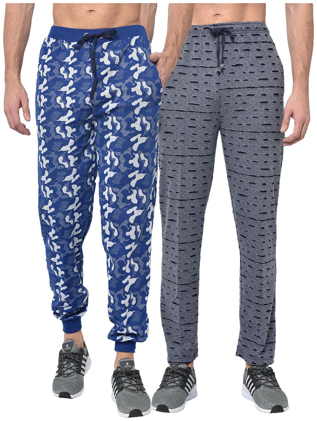 

VIMAL JONNEY Men Cotton Blend Self Design Turquoise Navy Blue Track Pants