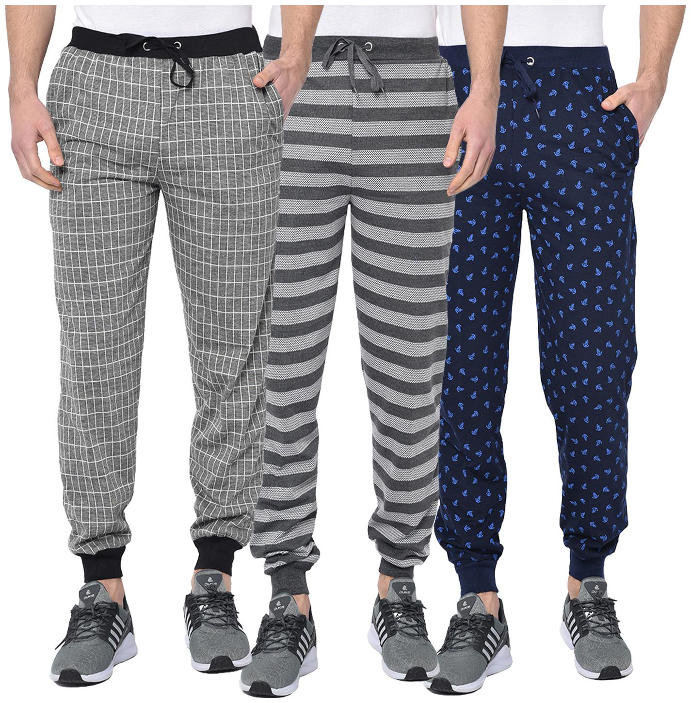 

VIMAL JONNEY Men Blue Grey Striped Regular fit Joggers