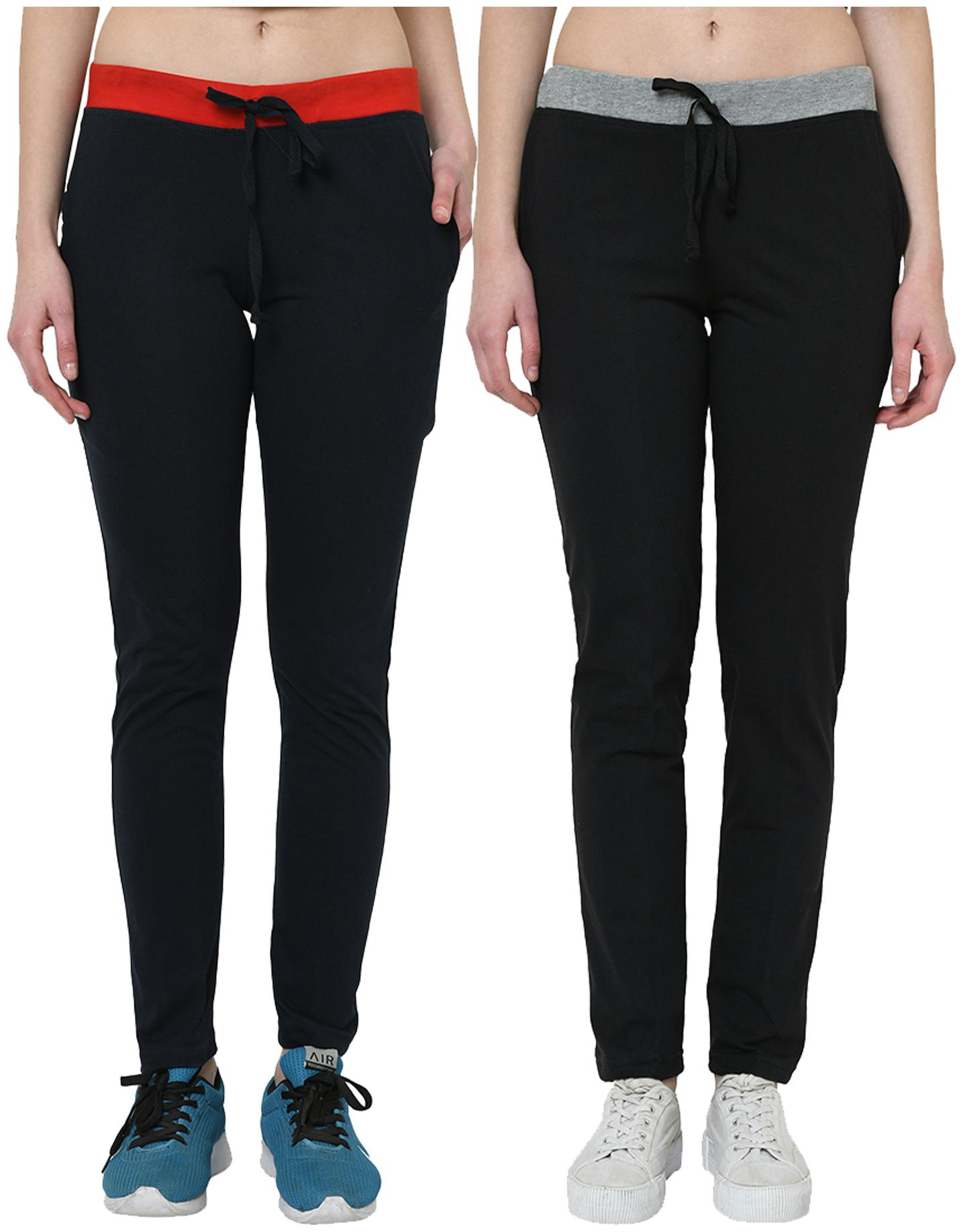 

VIMAL JONNEY Women Cotton Blend Solid Navy Black Track Pants