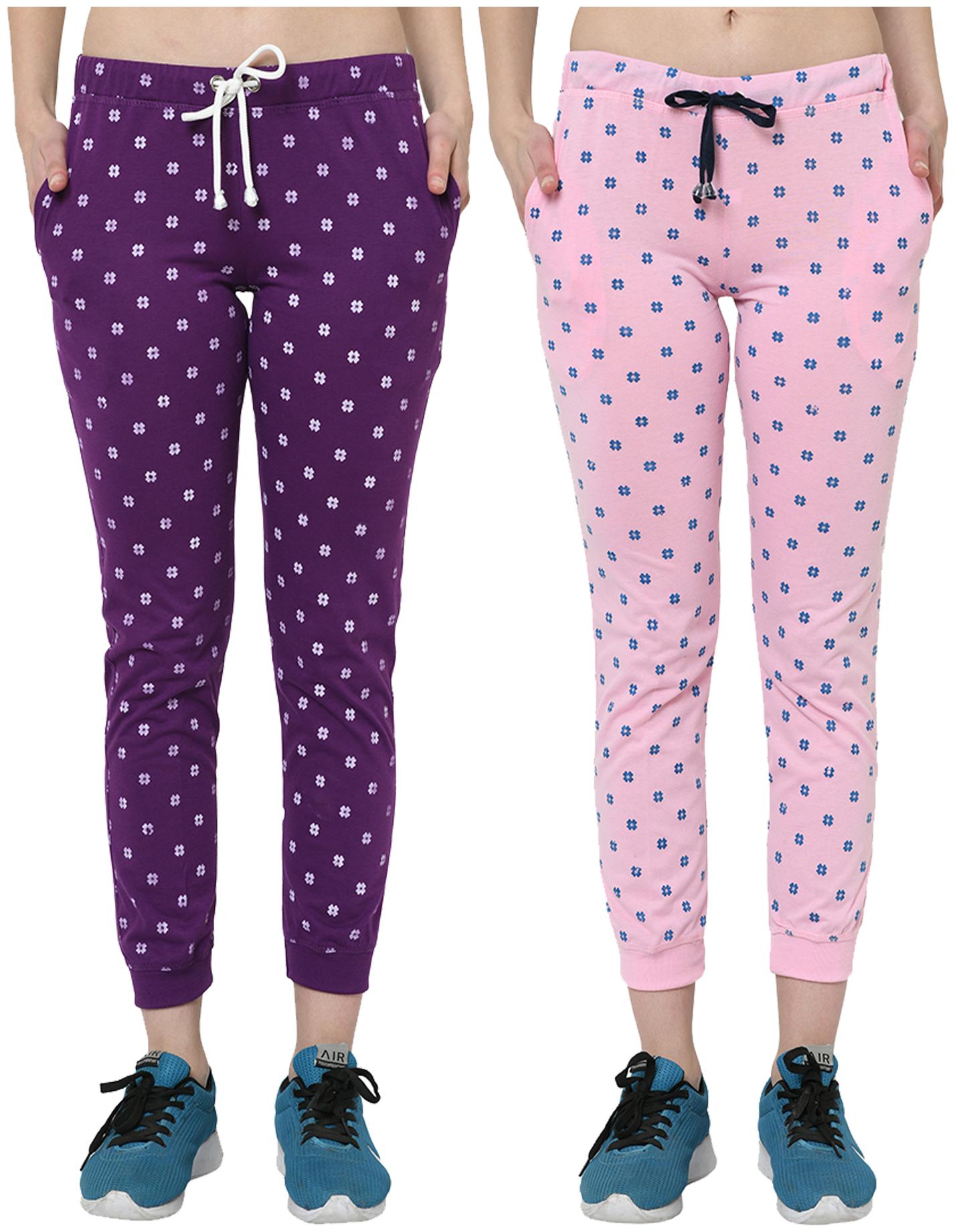 

VIMAL JONNEY Women Cotton Blend Printed Purple Pink Joggers
