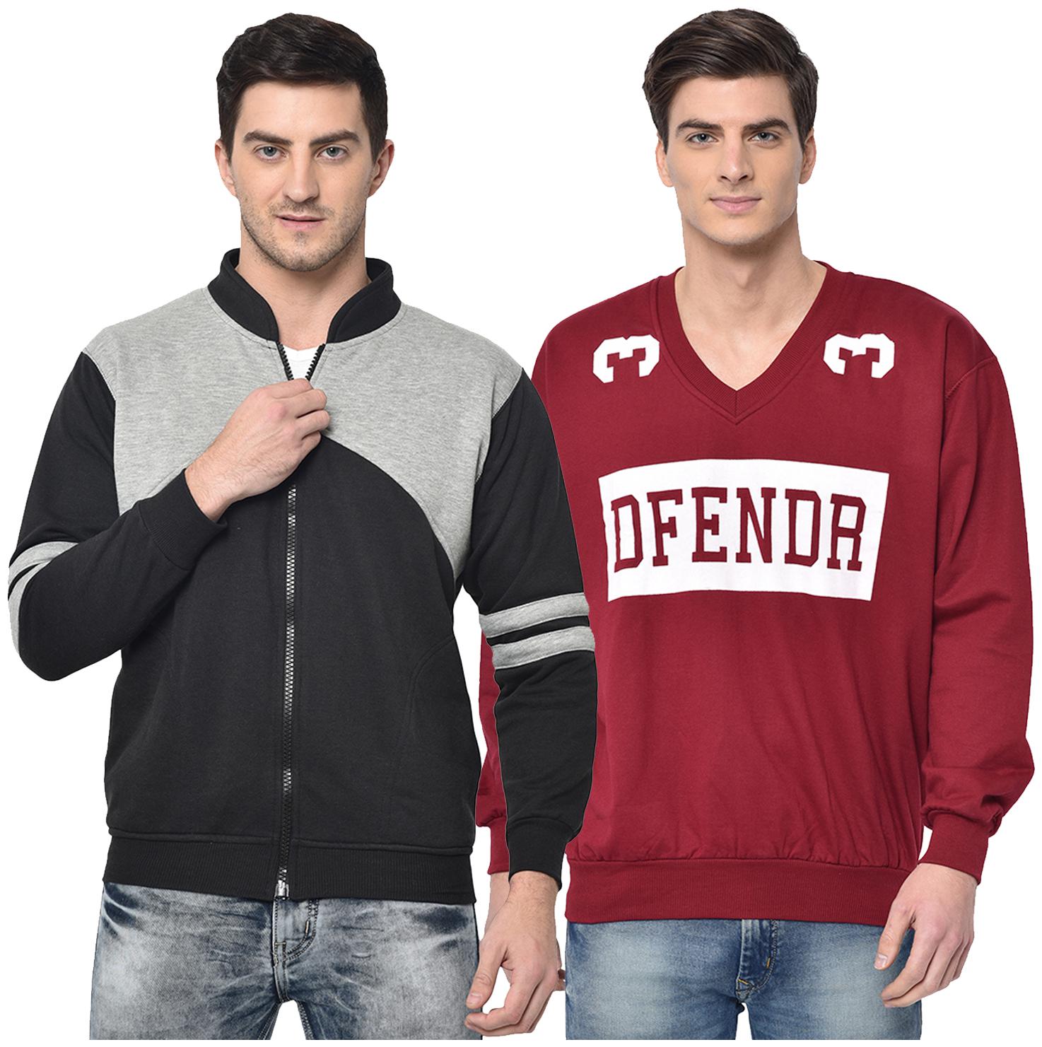 

VIMAL JONNEY Cotton Blend Colourblocked Multi Color Sweatshirt For Men (Pack Of 2)