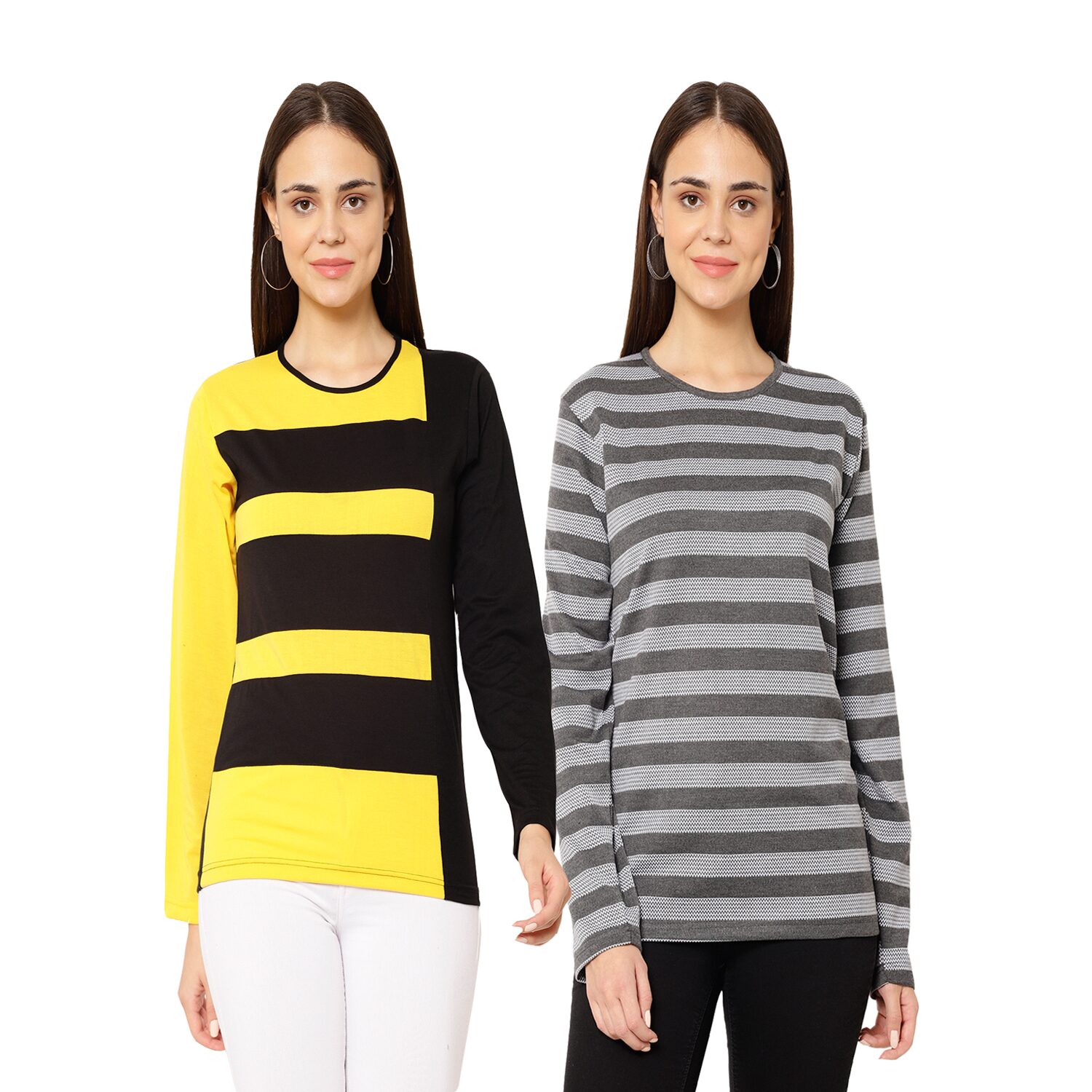 

VIMAL JONNEY Women Multi Regular fit Round neck Cotton T shirt