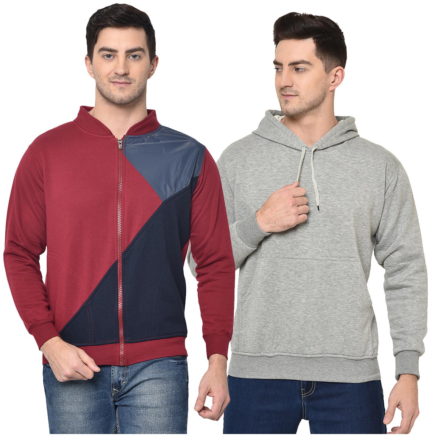 

VIMAL JONNEY Cotton Blend Colourblocked Multi Color Sweatshirt For Men (Pack Of 2)