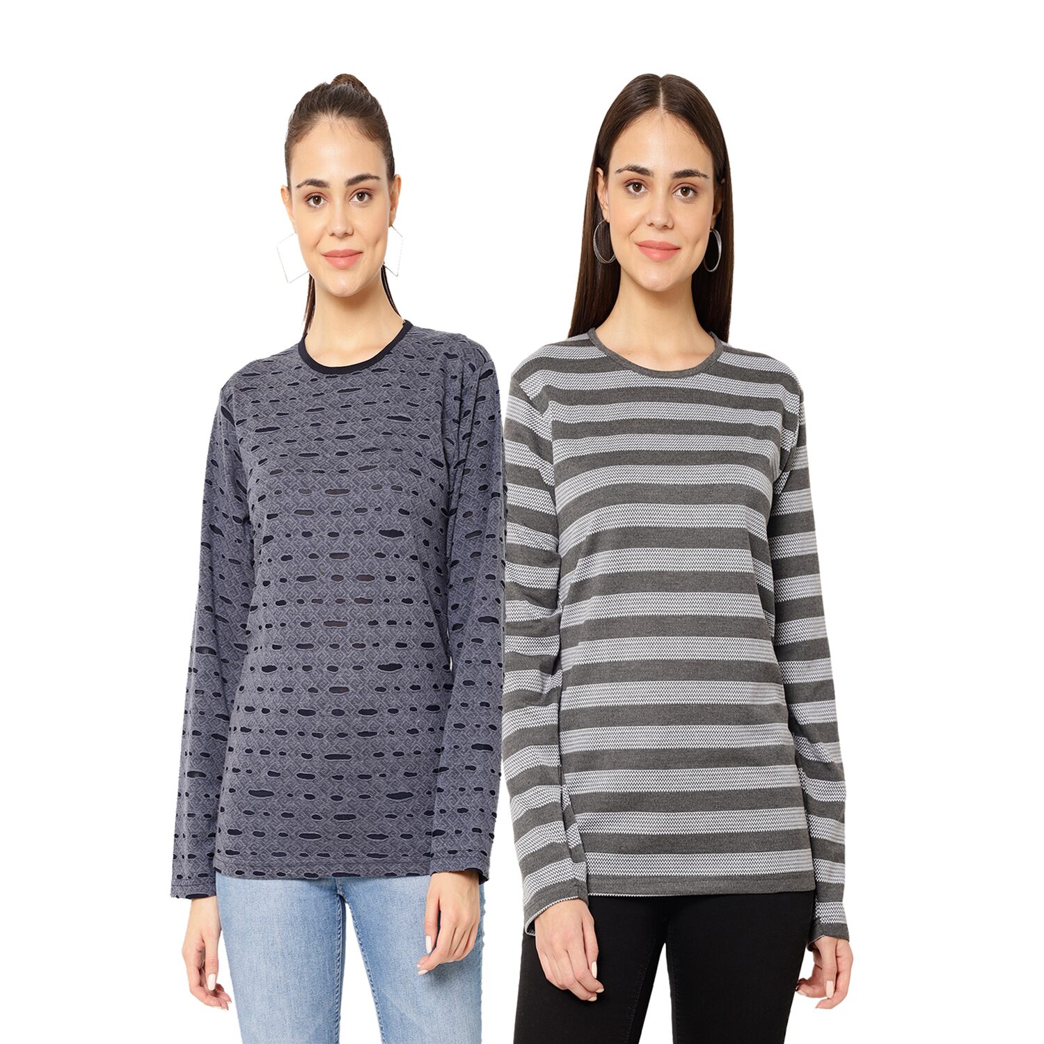 

VIMAL JONNEY Women Grey Regular fit Round neck Cotton T shirt