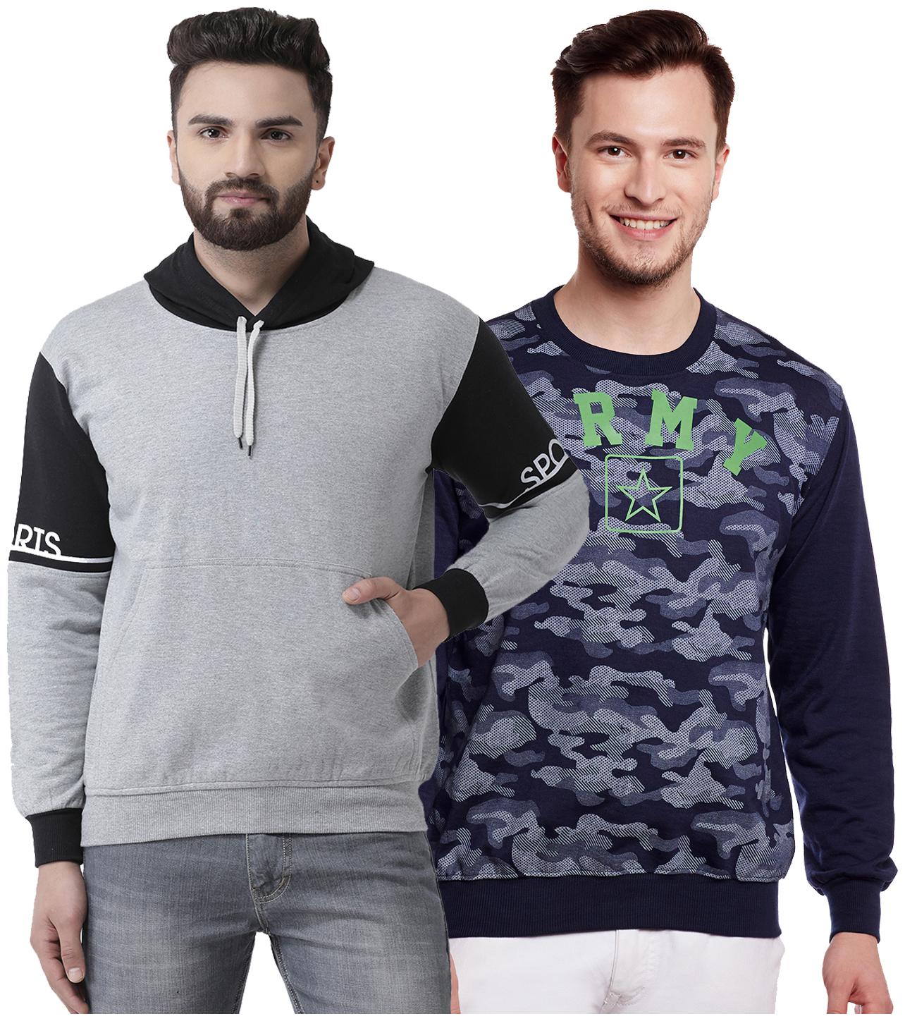 

VIMAL JONNEY Multicolor Cotton Sweatshirts For Men(Pack Of 2)