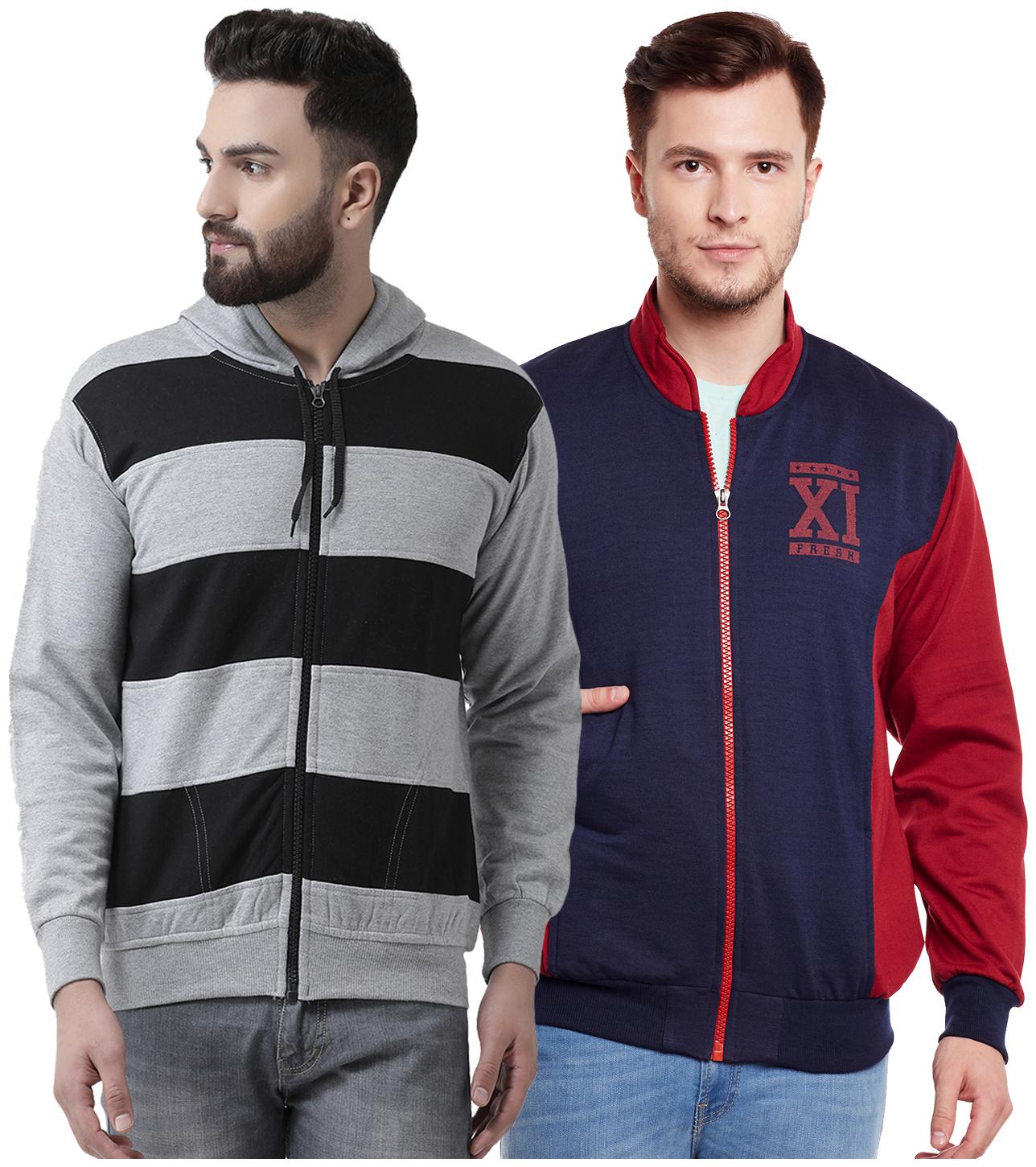 

VIMAL JONNEY Multicolor Cotton Sweatshirts For Men(Pack Of 2)