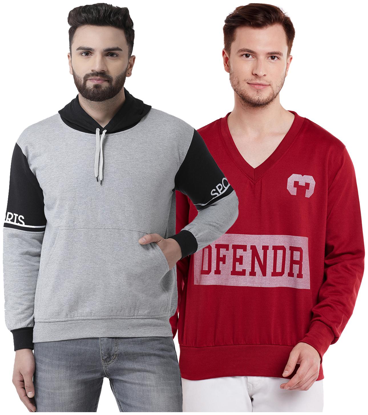 

VIMAL JONNEY Multicolor Cotton Sweatshirts For Men(Pack Of 2)