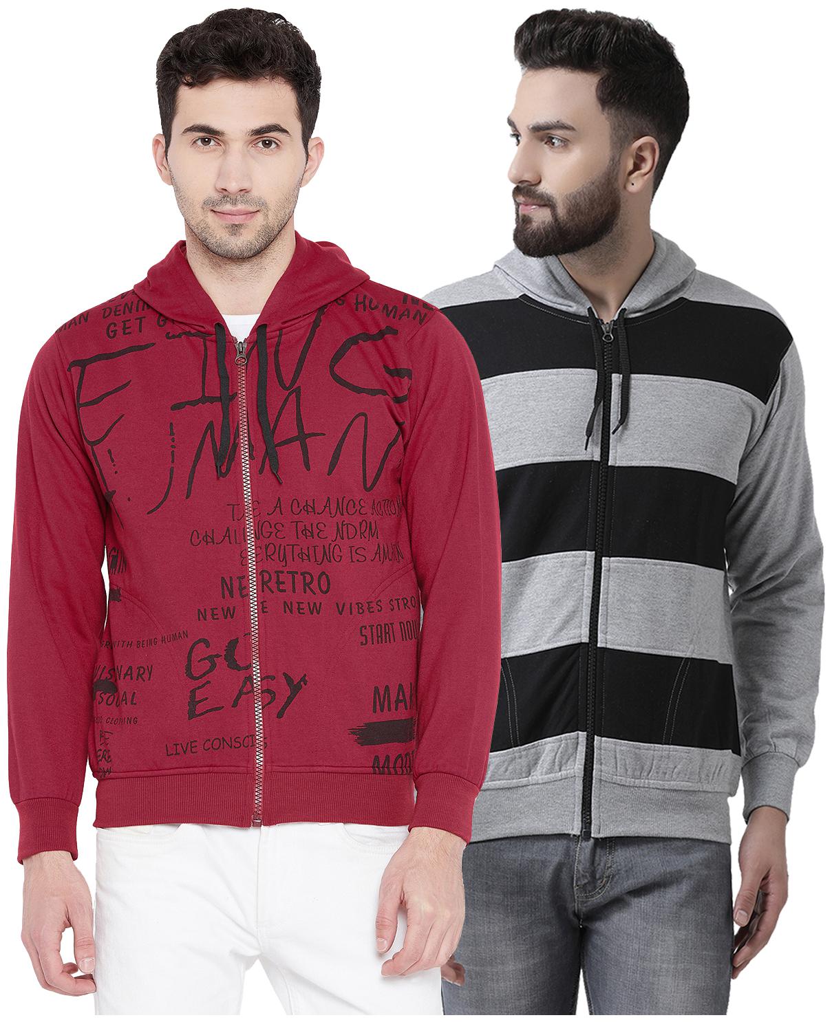 

VIMAL JONNEY Multicolor Cotton Sweatshirts For Men(Pack Of 2)