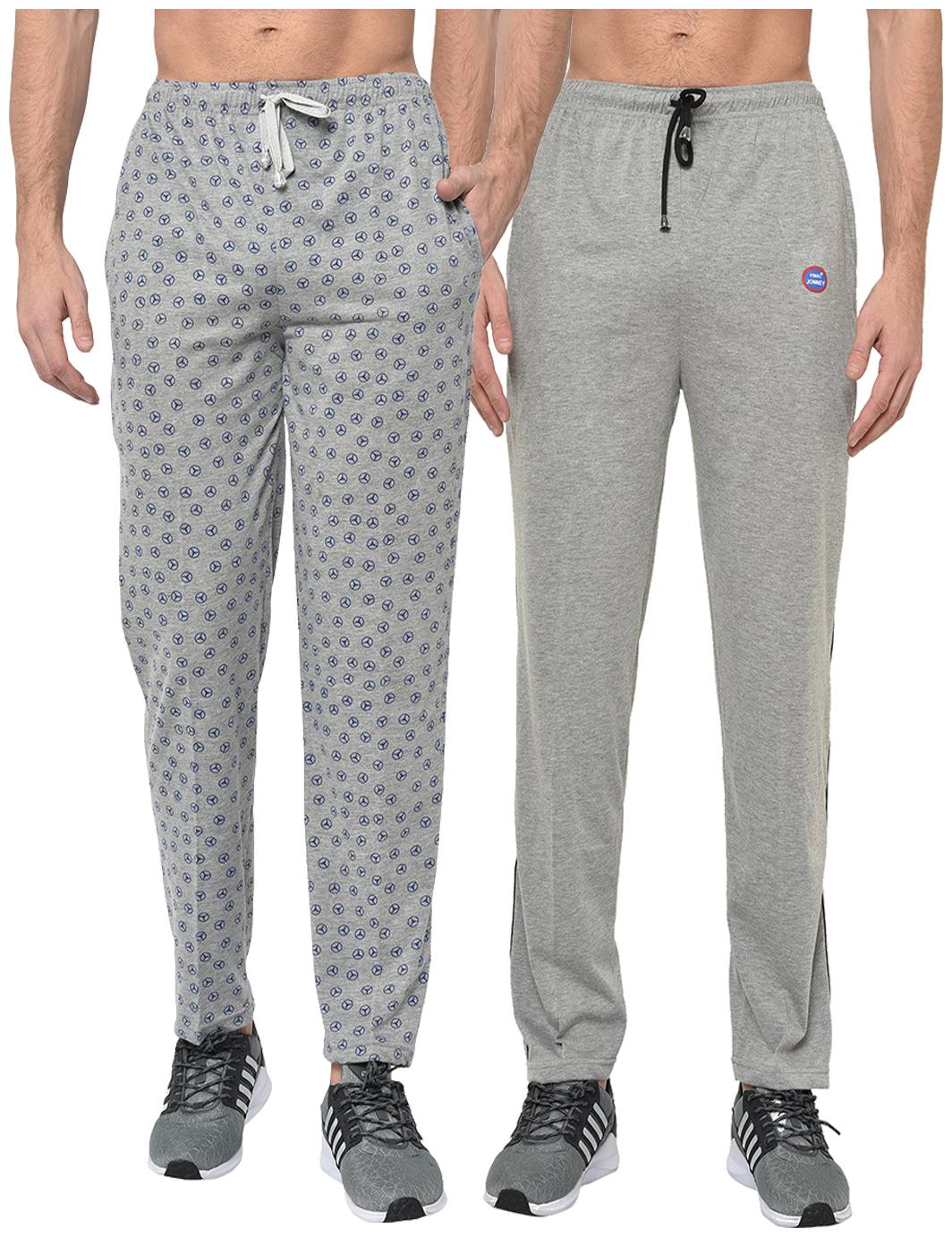 

VIMAL JONNEY Cotton Blend Printed Grey Track Pants For Men