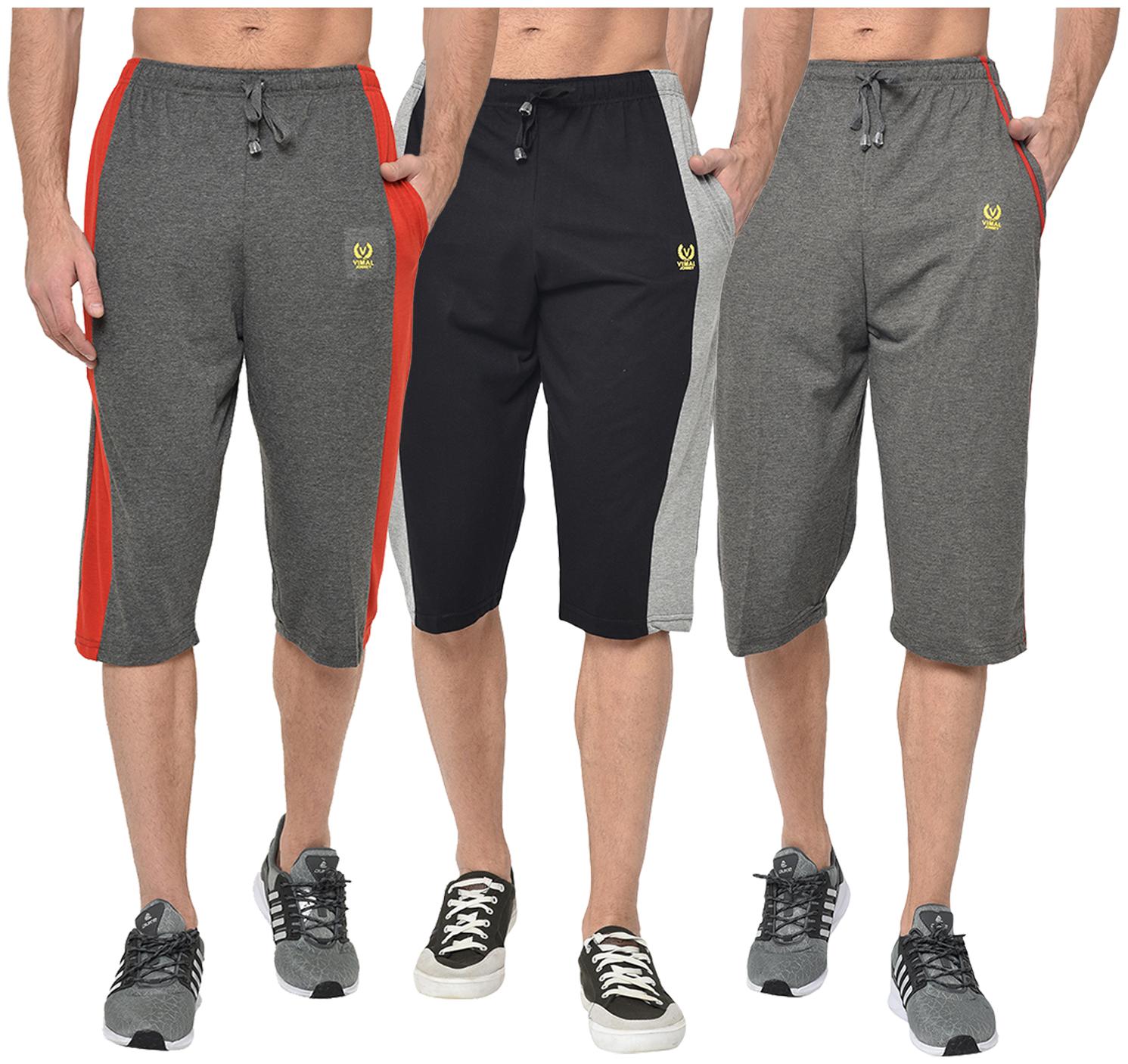 

VIMAL JONNEY Men Grey Black Regular Fit Regular Shorts