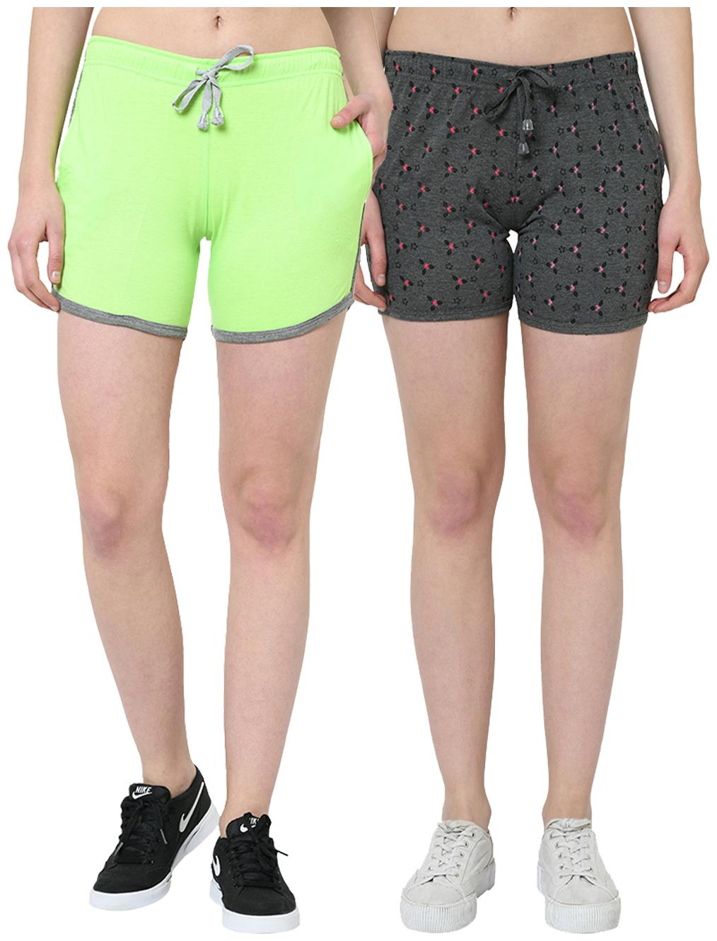 

VIMAL JONNEY Women Printed Regular shorts - Green Grey