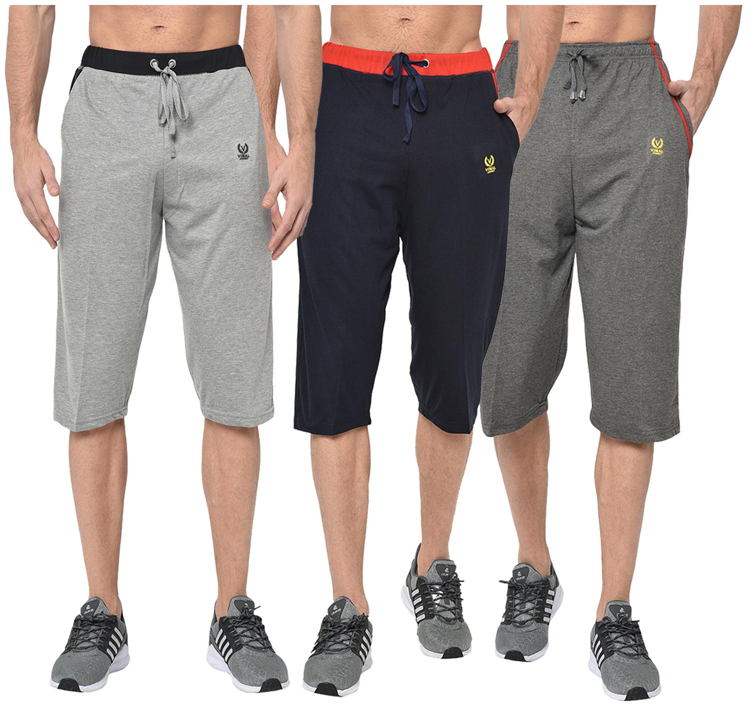 

VIMAL JONNEY Men Grey Blue Regular Fit Regular Shorts