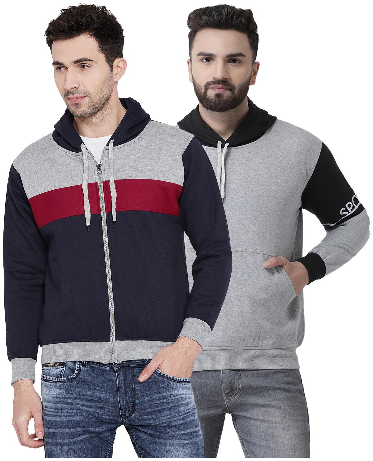 

VIMAL JONNEY Multicolor Cotton Sweatshirts For Men(Pack Of 2)
