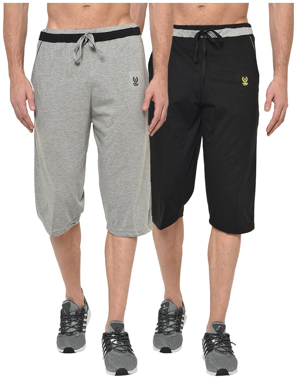 

VIMAL JONNEY Men Grey Black Regular Fit Regular Shorts