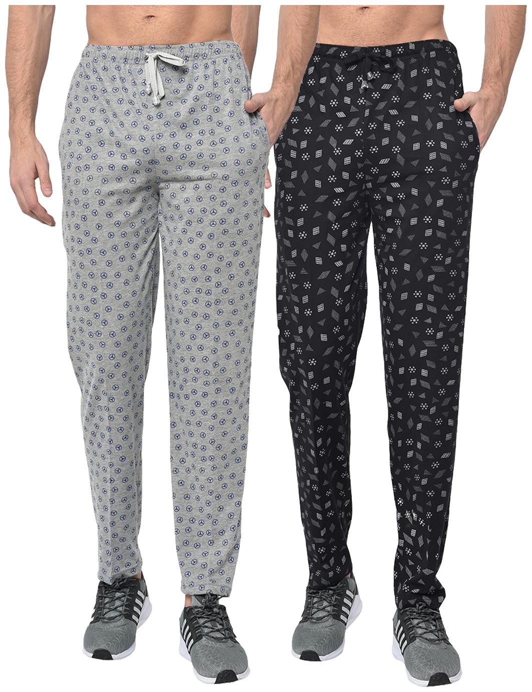 

VIMAL JONNEY Cotton Blend Printed Black Grey Track Pants For Men