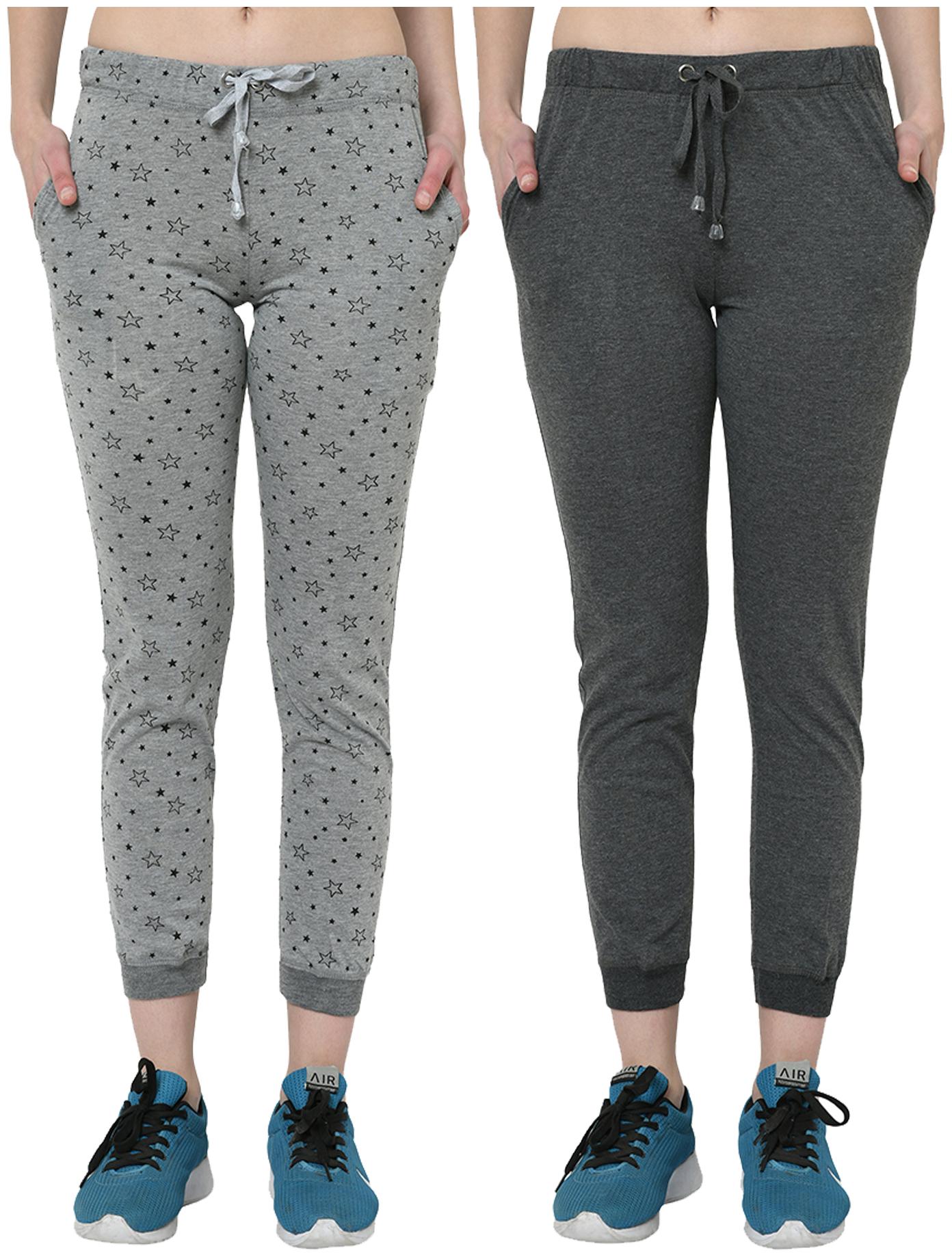 

VIMAL JONNEY Women Cotton Blend Printed Track Pants Grey