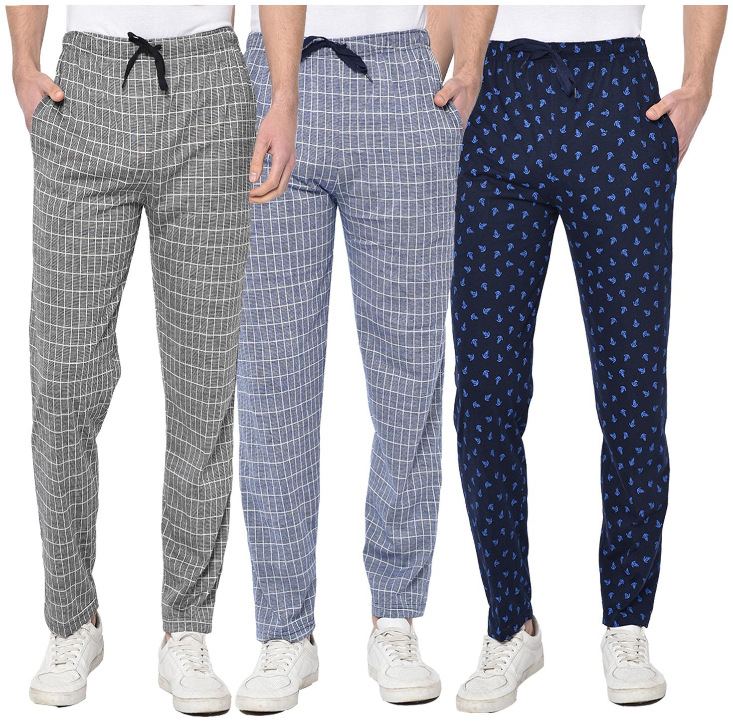 

VIMAL JONNEY Men Blue Grey Striped Regular fit Track pants