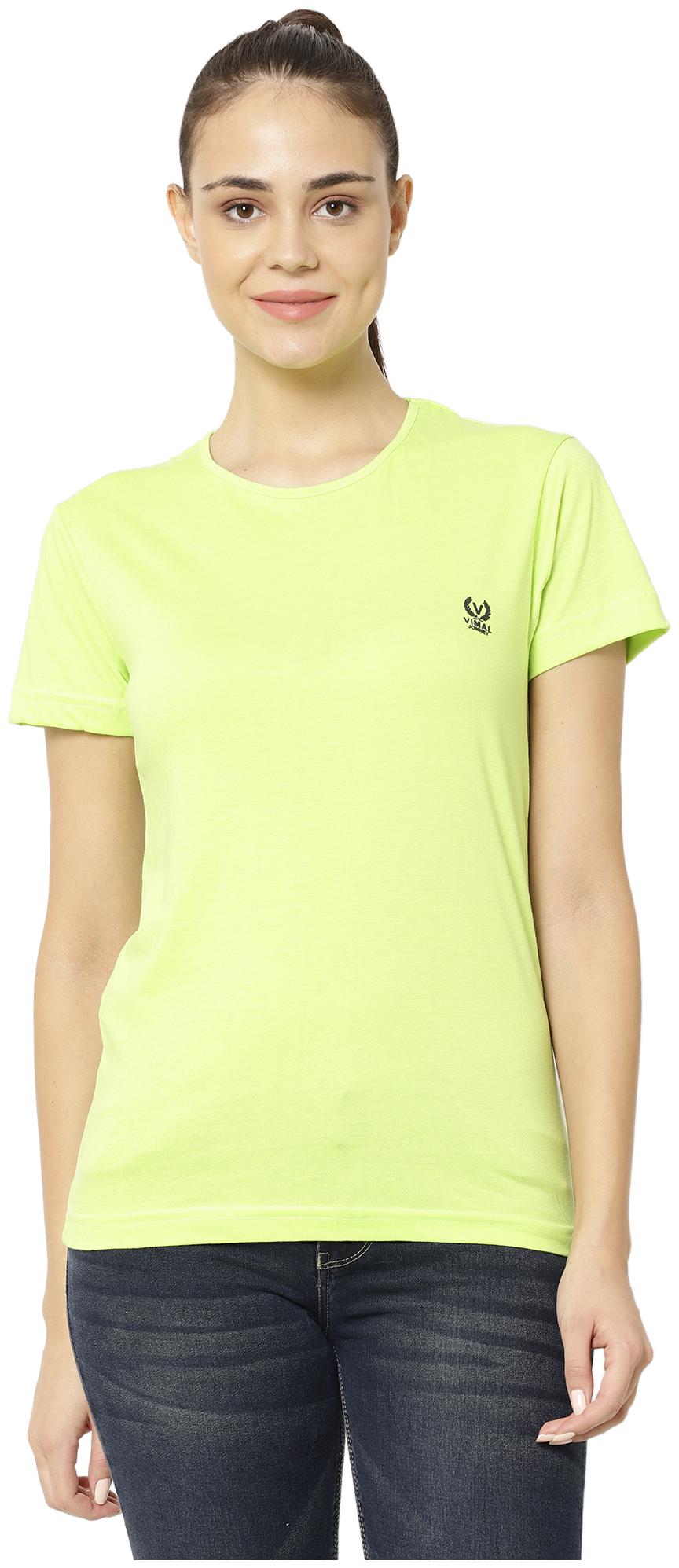 

VIMAL JONNEY Women Green Regular fit Round neck Blended T shirt