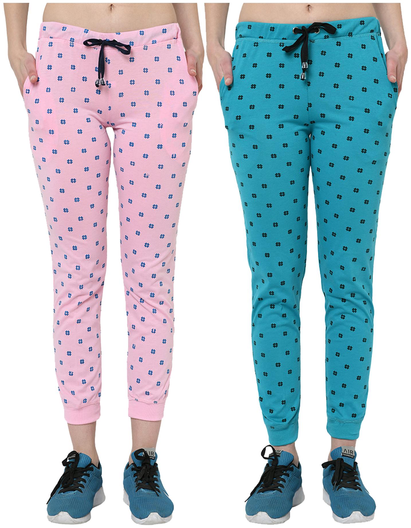 

VIMAL JONNEY Women Cotton Blend Printed Pink Blue Joggers