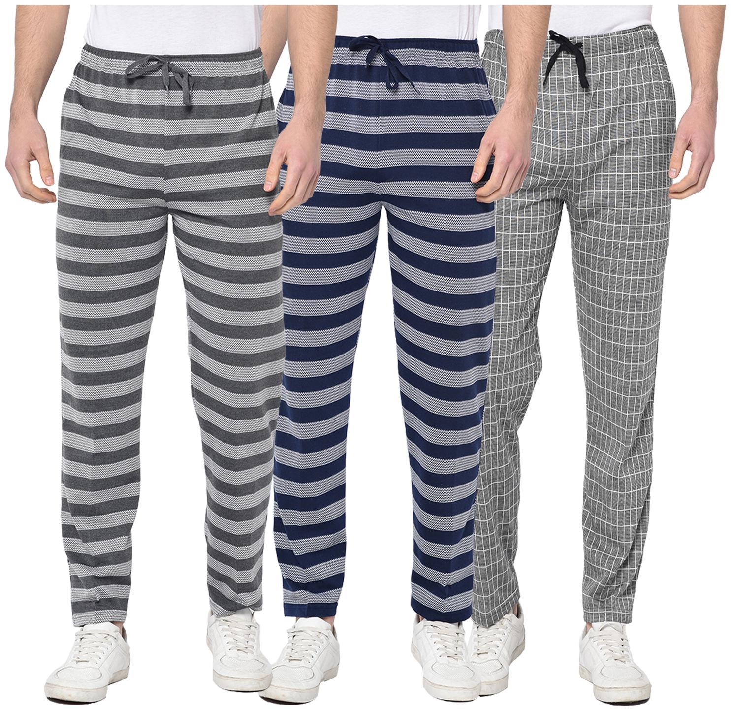 

VIMAL JONNEY Men Blue Grey Striped Regular fit Track pants