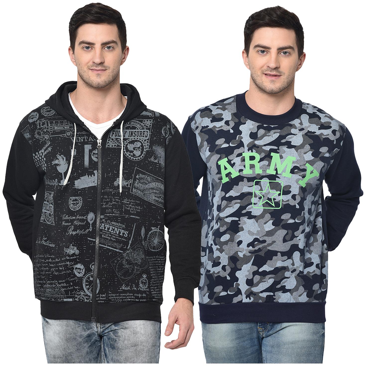 

VIMAL JONNEY Men Black Blue Hooded Hoodie
