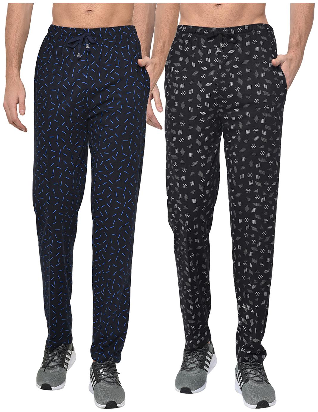 

VIMAL JONNEY Cotton Blend Printed Black Navy Blue Track Pants For Men