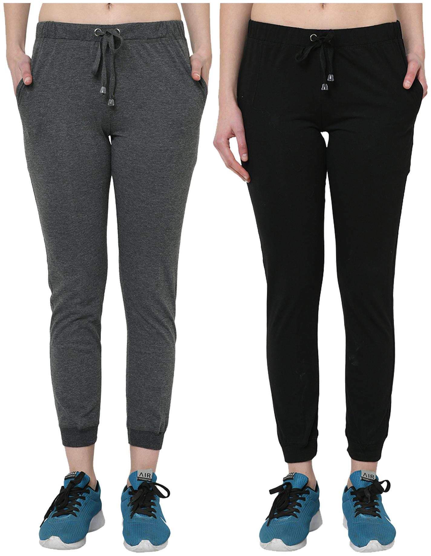 

VIMAL JONNEY Women Cotton Blend Solid Grey Black Joggers