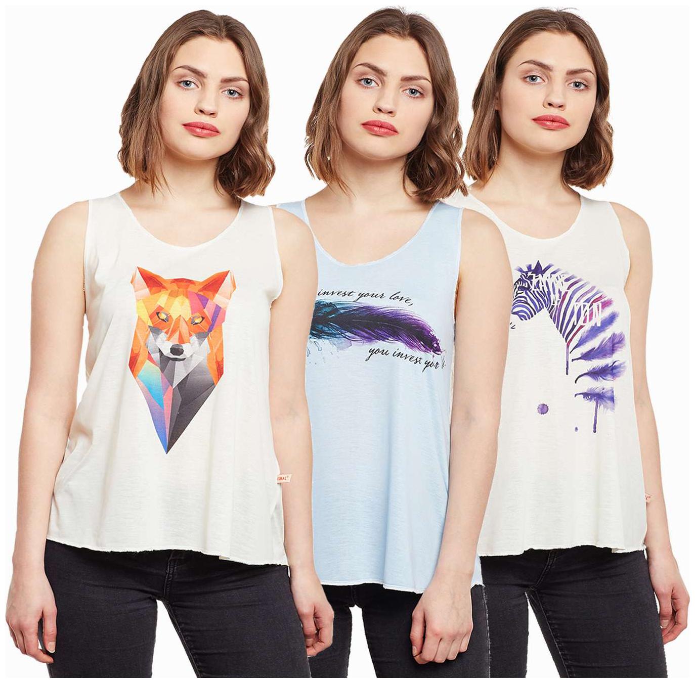 

Vimal Jonney Multicolor Cotton Tops Women(Pack Of 3)