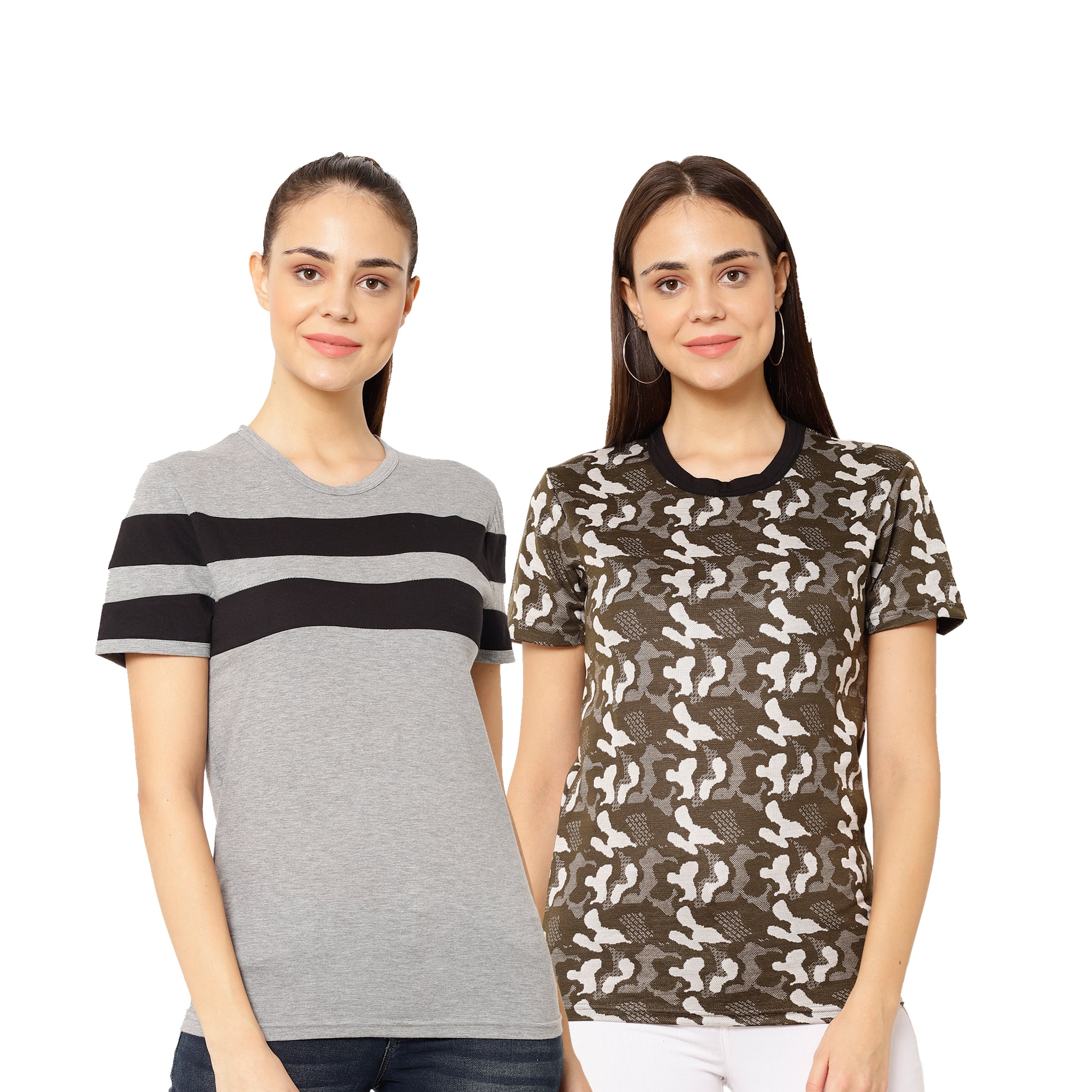 

VIMAL JONNEY Women Multi Regular fit Round neck Cotton T shirt