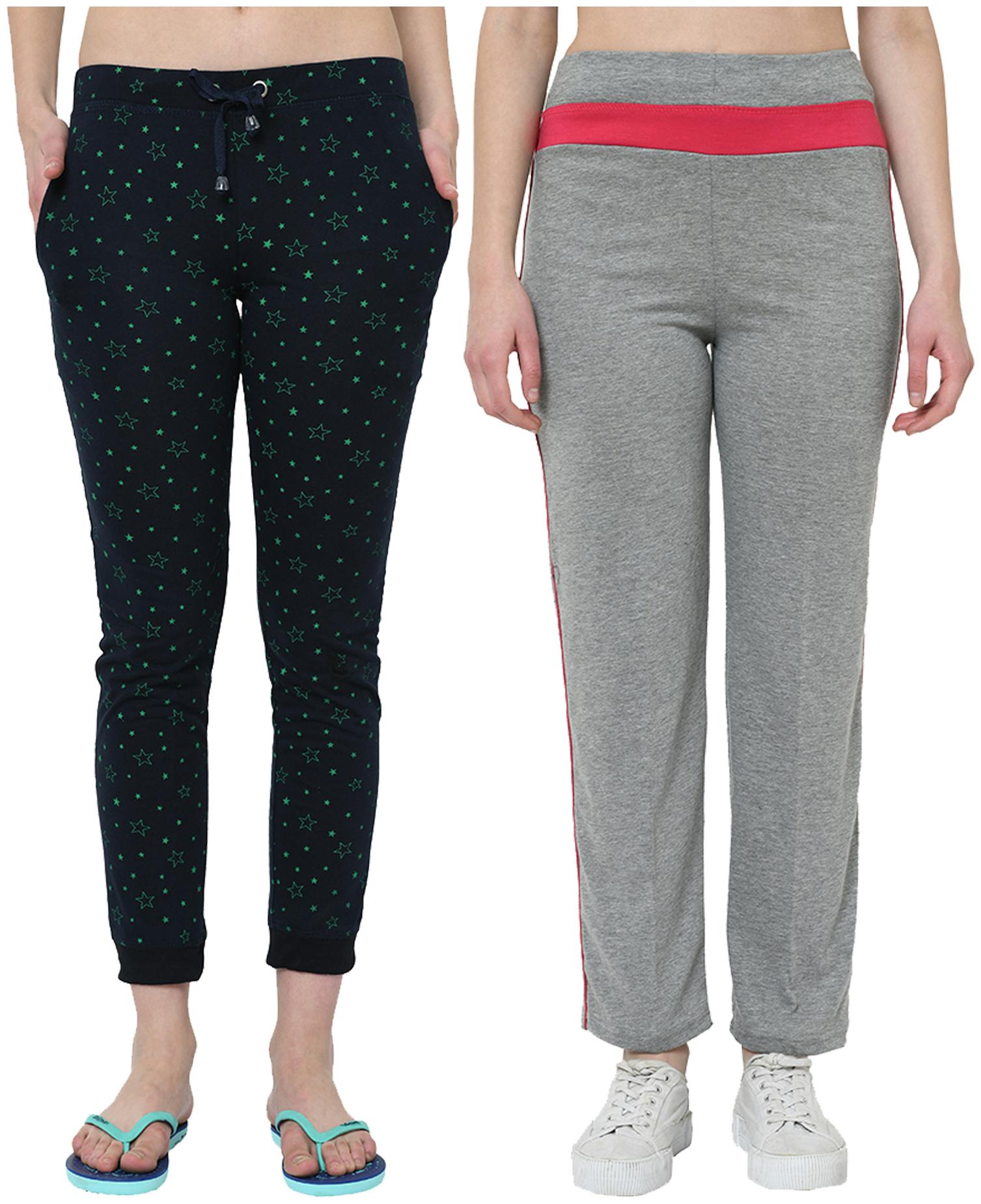 

VIMAL JONNEY Women Cotton Blend Printed Navy Grey Joggers