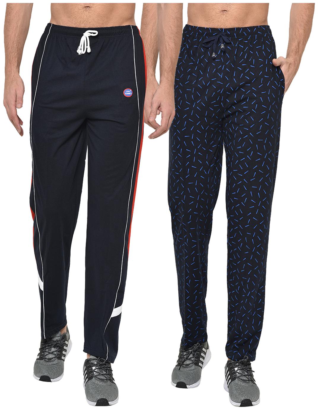 

VIMAL JONNEY Cotton Blend Printed Navy Blue Track Pants For Men