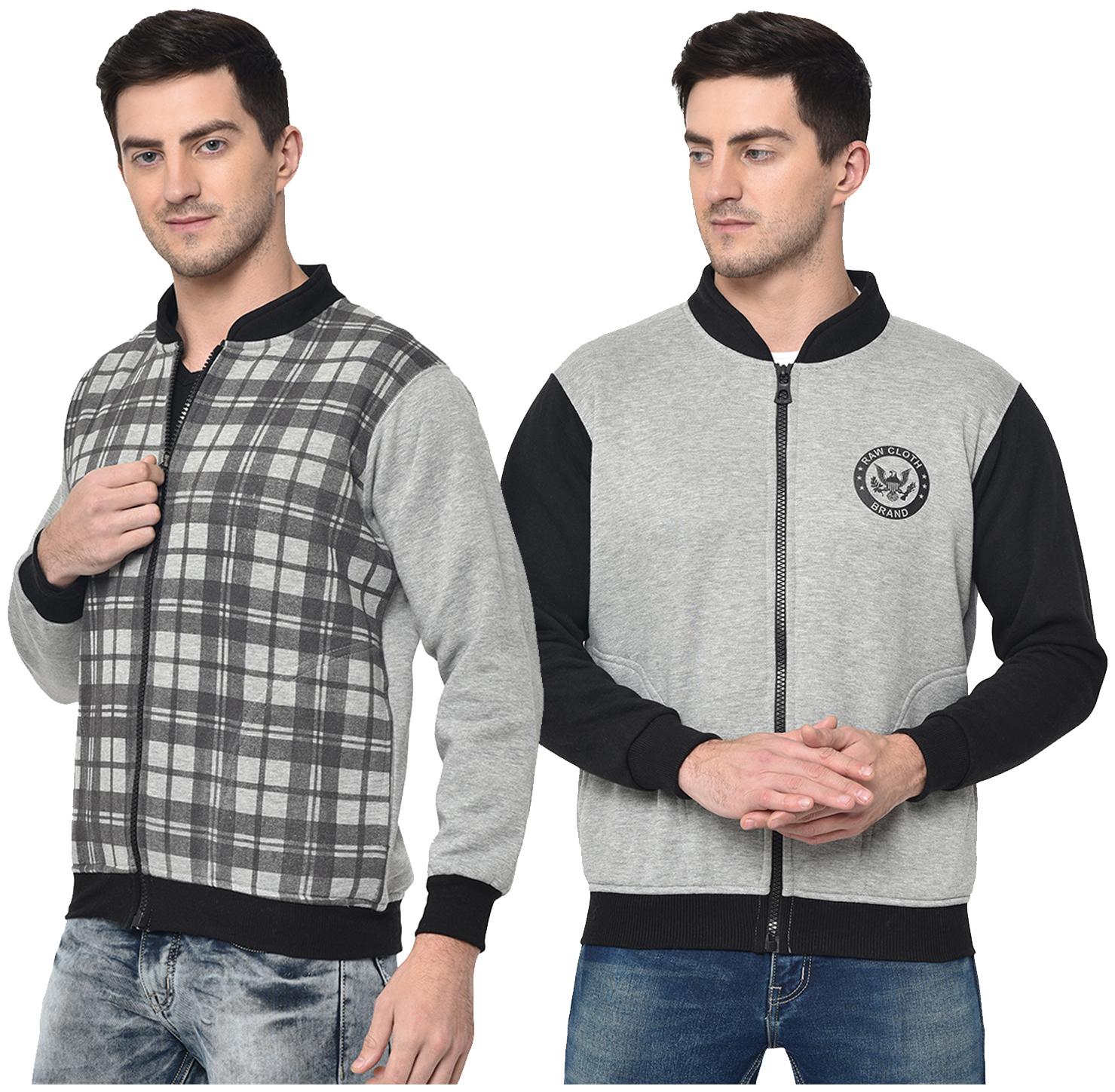

VIMAL JONNEY Cotton Blend Checked Grey Black Color Sweatshirt For Men (Pack Of 2)