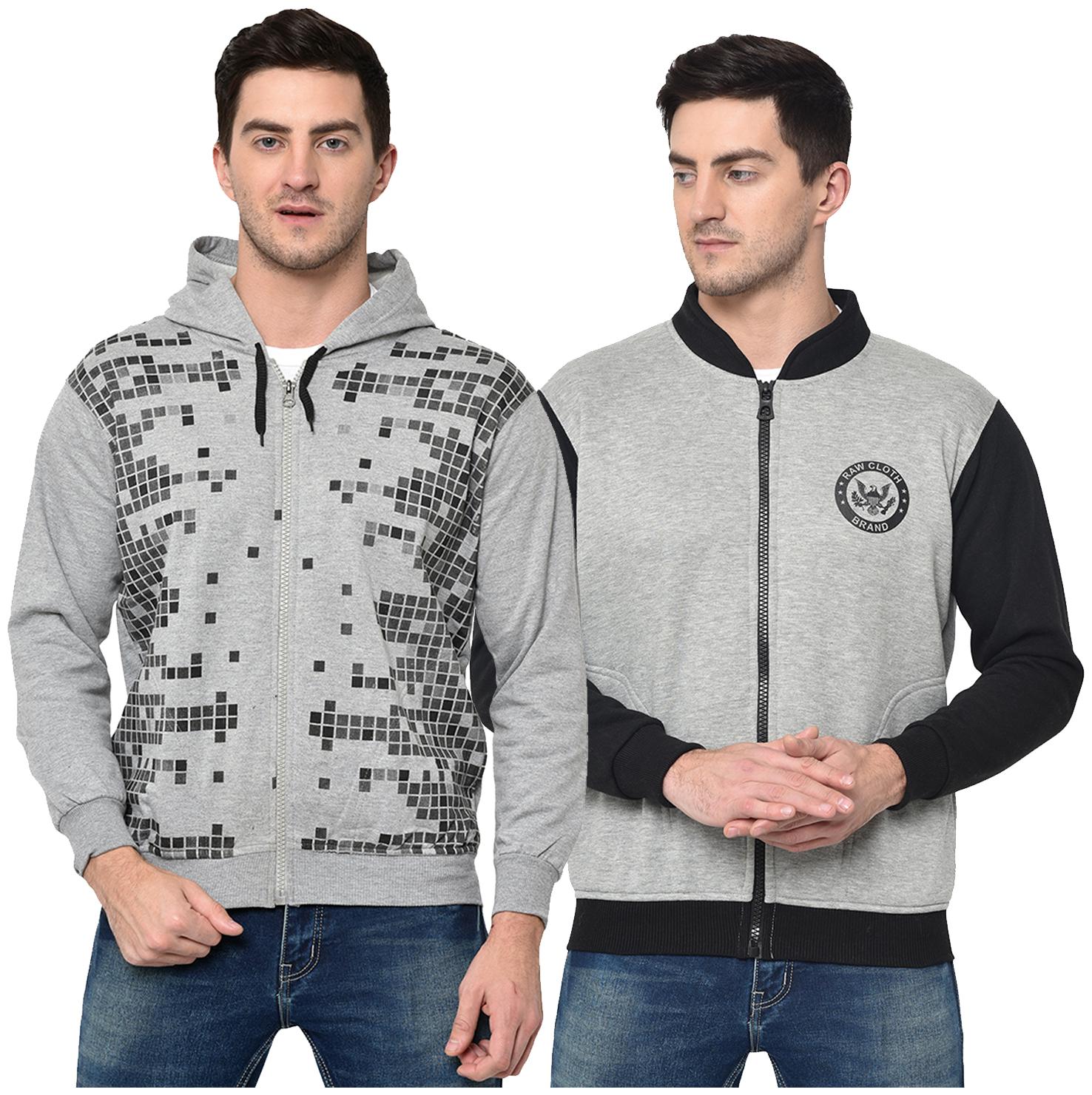 

VIMAL JONNEY Men Grey Black Hooded Hoodie
