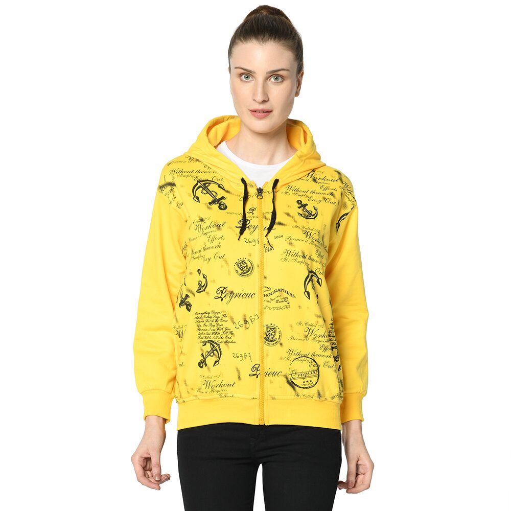 

VIMAL JONNEY Women Printed Sweatshirt - Yellow