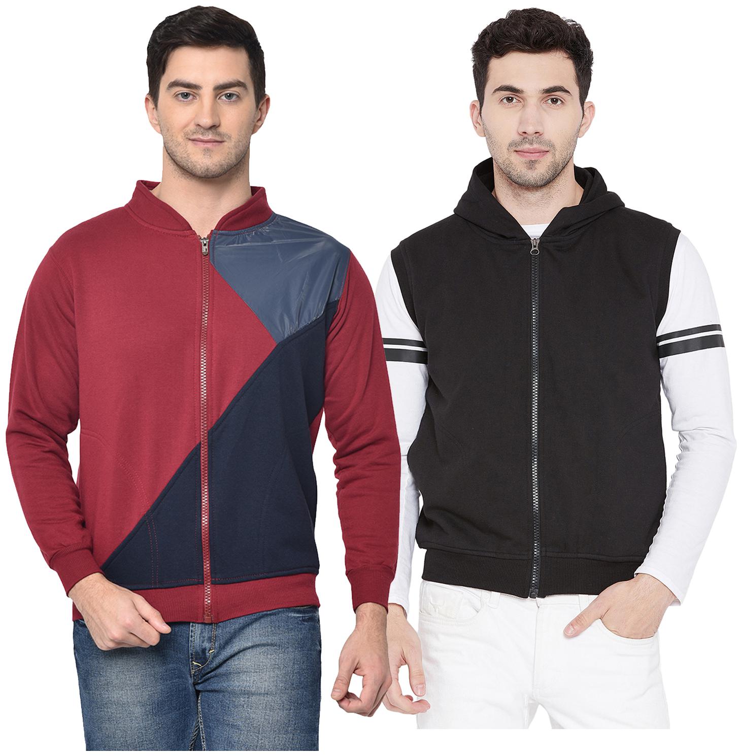 

VIMAL JONNEY Cotton Blend Colourblocked Multi Color Sweatshirt For Men (Pack Of 2)