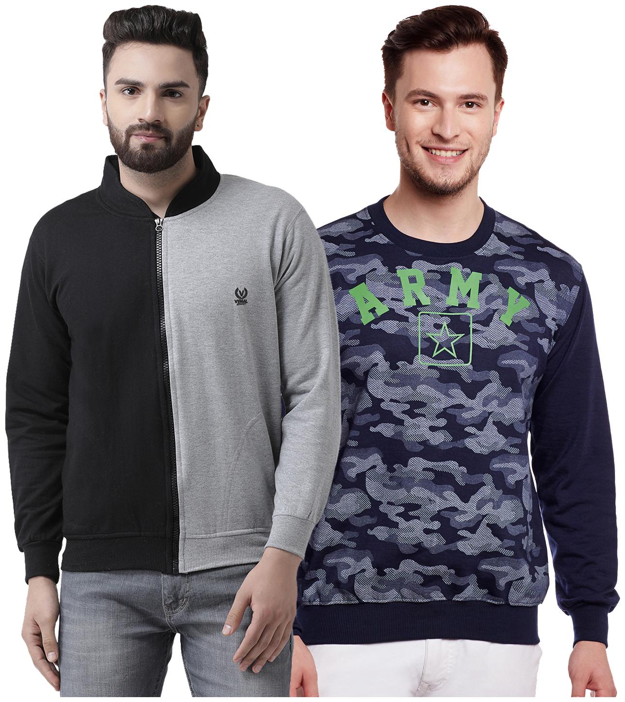 

VIMAL JONNEY Multicolor Cotton Sweatshirts For Men(Pack Of 2)