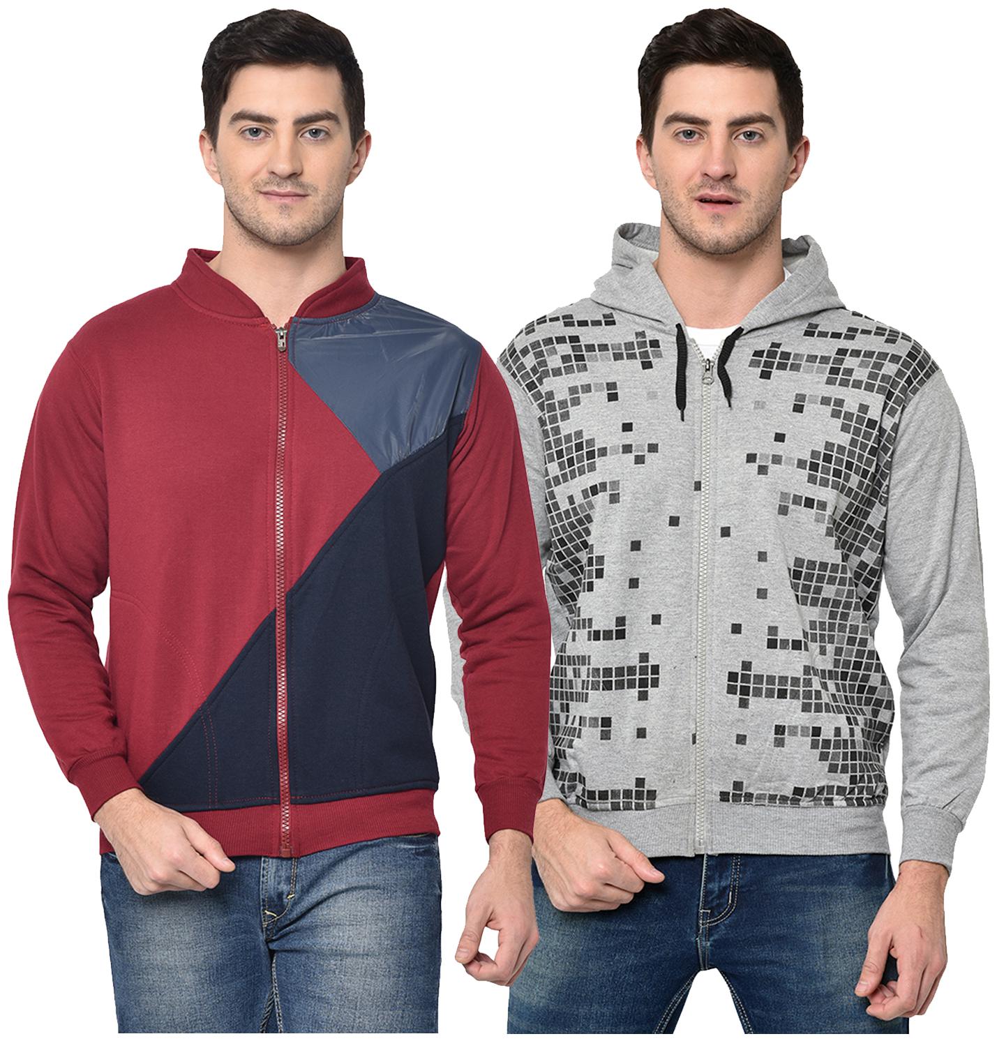 

VIMAL JONNEY Cotton Blend Colourblocked Multi Color Sweatshirt For Men (Pack Of 2)