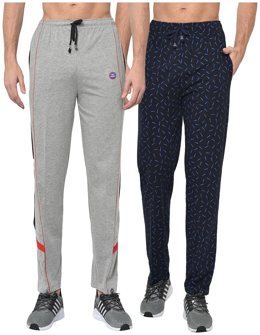 

VIMAL JONNEY Cotton Blend Printed Grey Navy Blue Track Pants For Men