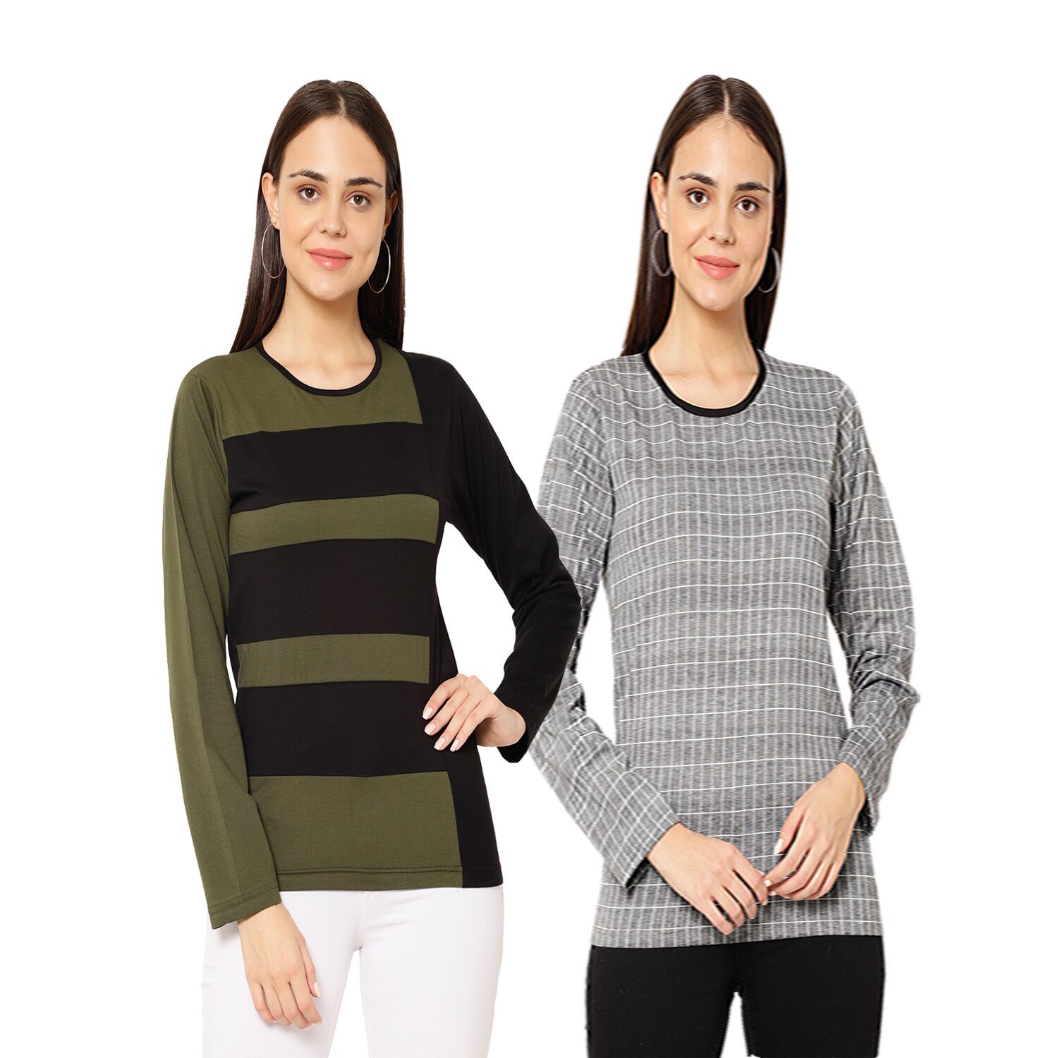 

VIMAL JONNEY Women Multi Regular fit Round neck Cotton T shirt