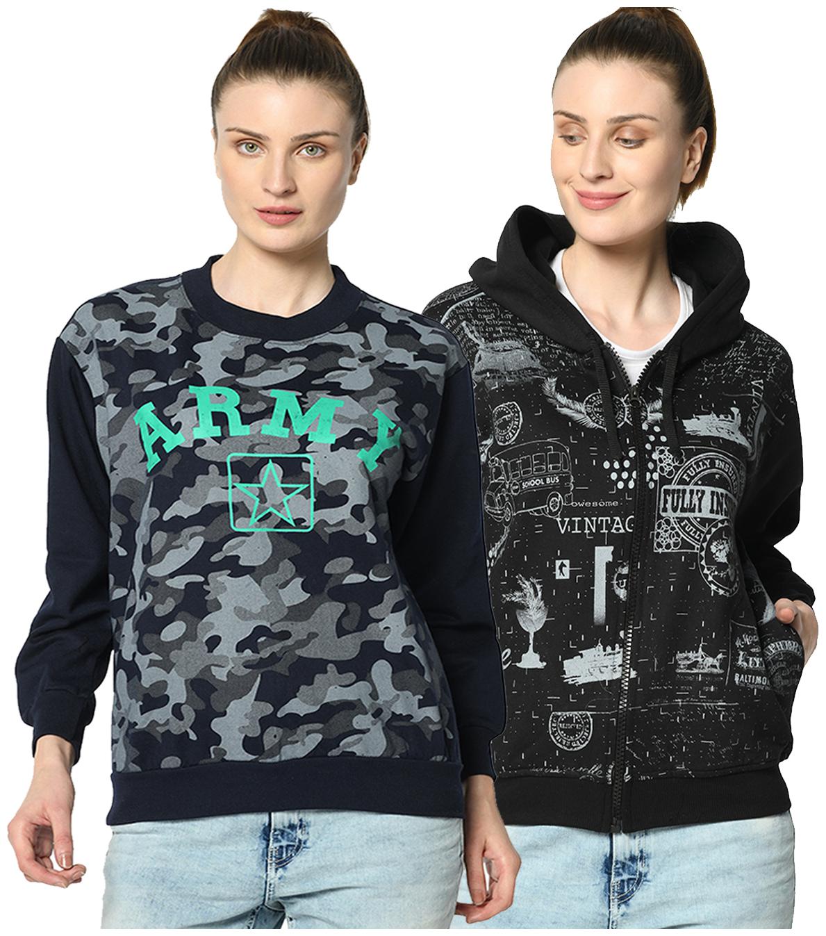 

VIMAL JONNEY Women Printed Sweatshirt - Blue Black