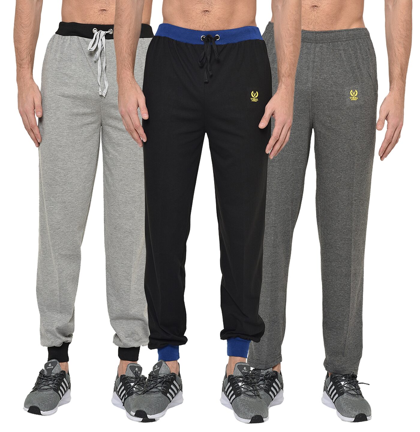 

VIMAL JONNEY Men Black Grey Solid Regular fit Joggers