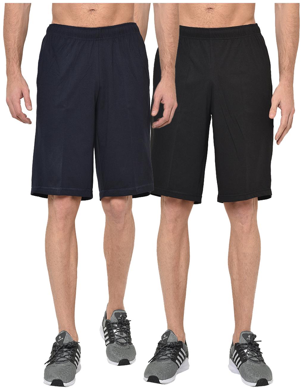 

VIMAL JONNEY Men Navy Blue Black Regular Fit Regular Shorts