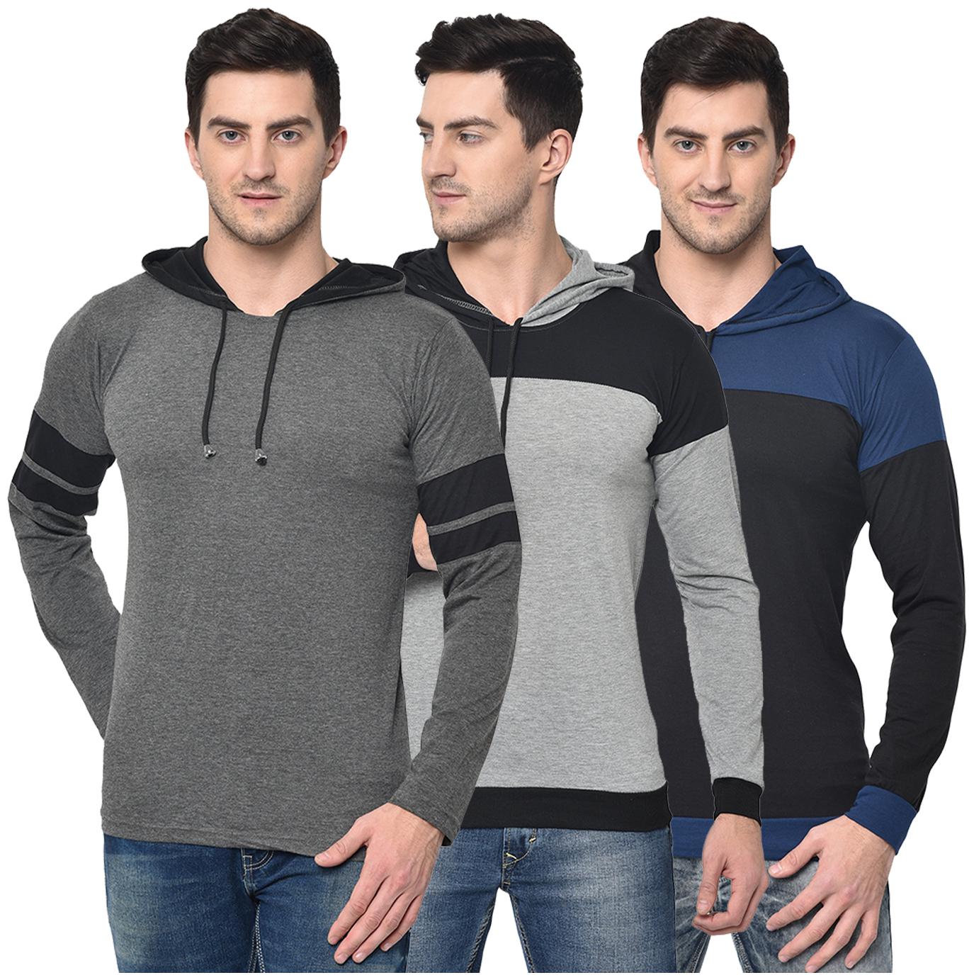 

VIMAL JONNEY Men Multi Regular fit Cotton Blend Hood T-Shirt - Pack Of 3