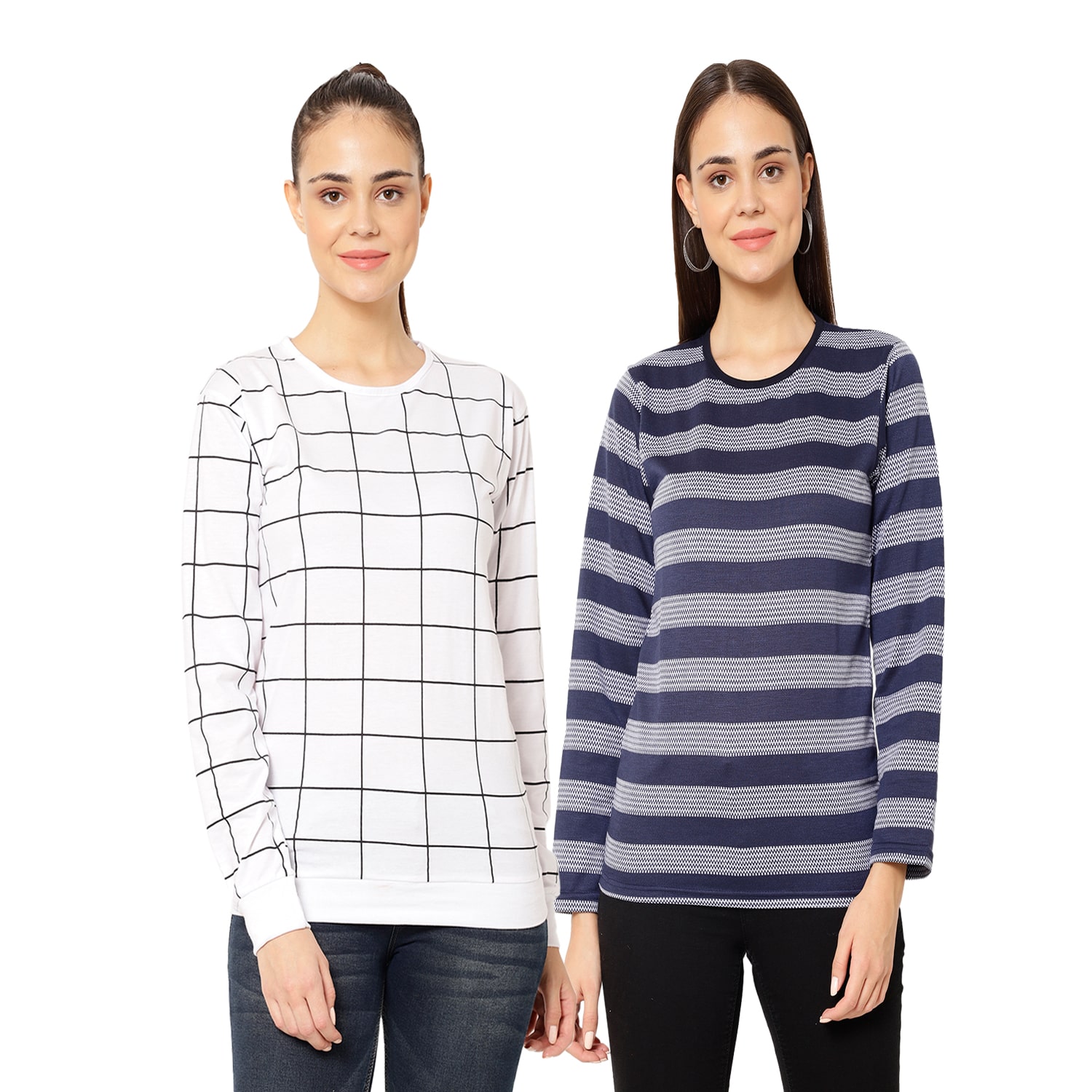 

VIMAL JONNEY Women Multi Regular fit Round neck Cotton T shirt