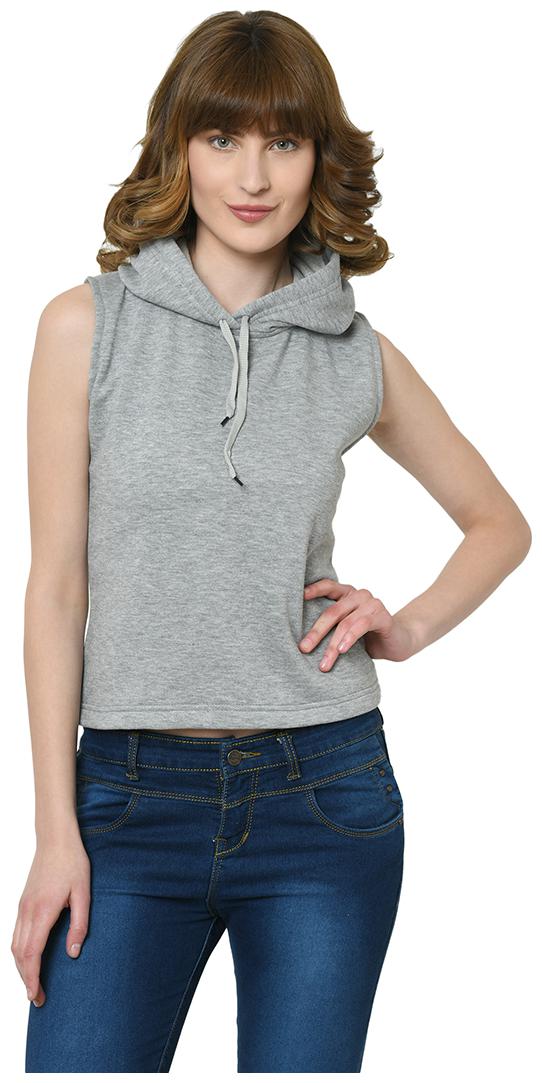 

VIMAL JONNEY Women Solid Hoodie - Grey