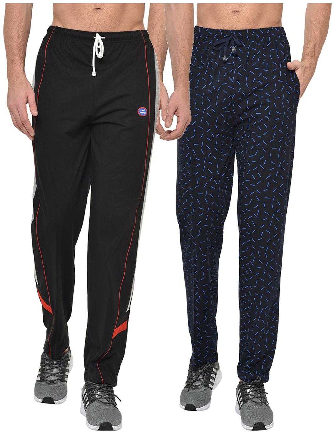 

VIMAL JONNEY Cotton Blend Printed Black Navy Blue Track Pants For Men