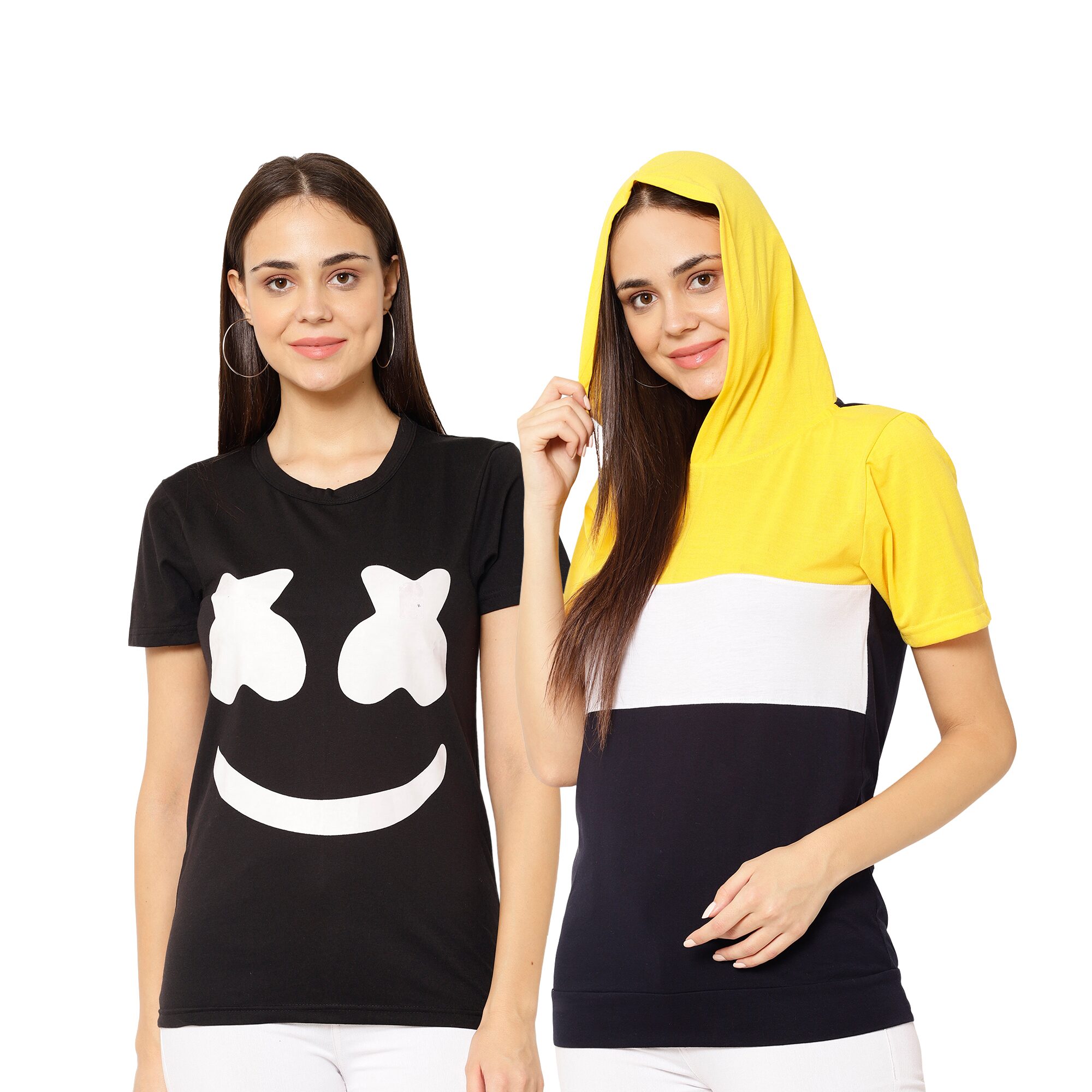

VIMAL JONNEY Women Multi Regular fit Round neck Cotton T shirt